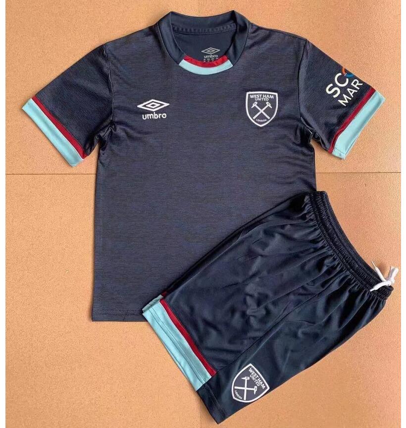 2021/22 West Ham United Kids Third Away Soccer Kits Shirt With Shorts